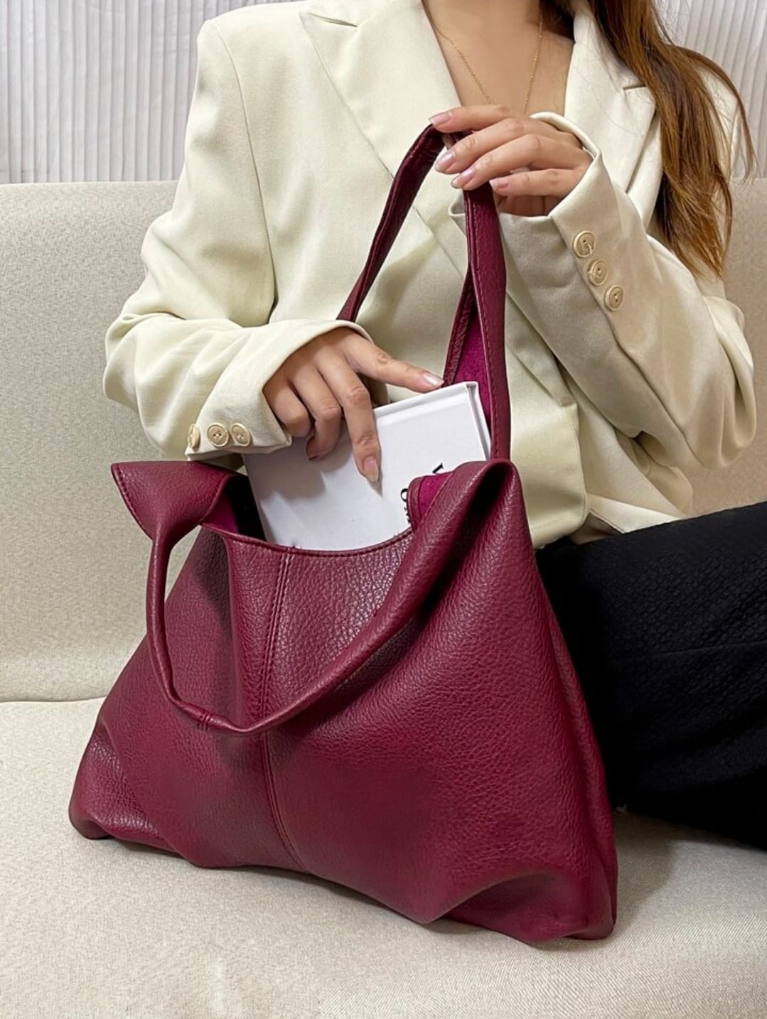 BOLSA DE COURO FLAIR COM NÉCESSAIRE