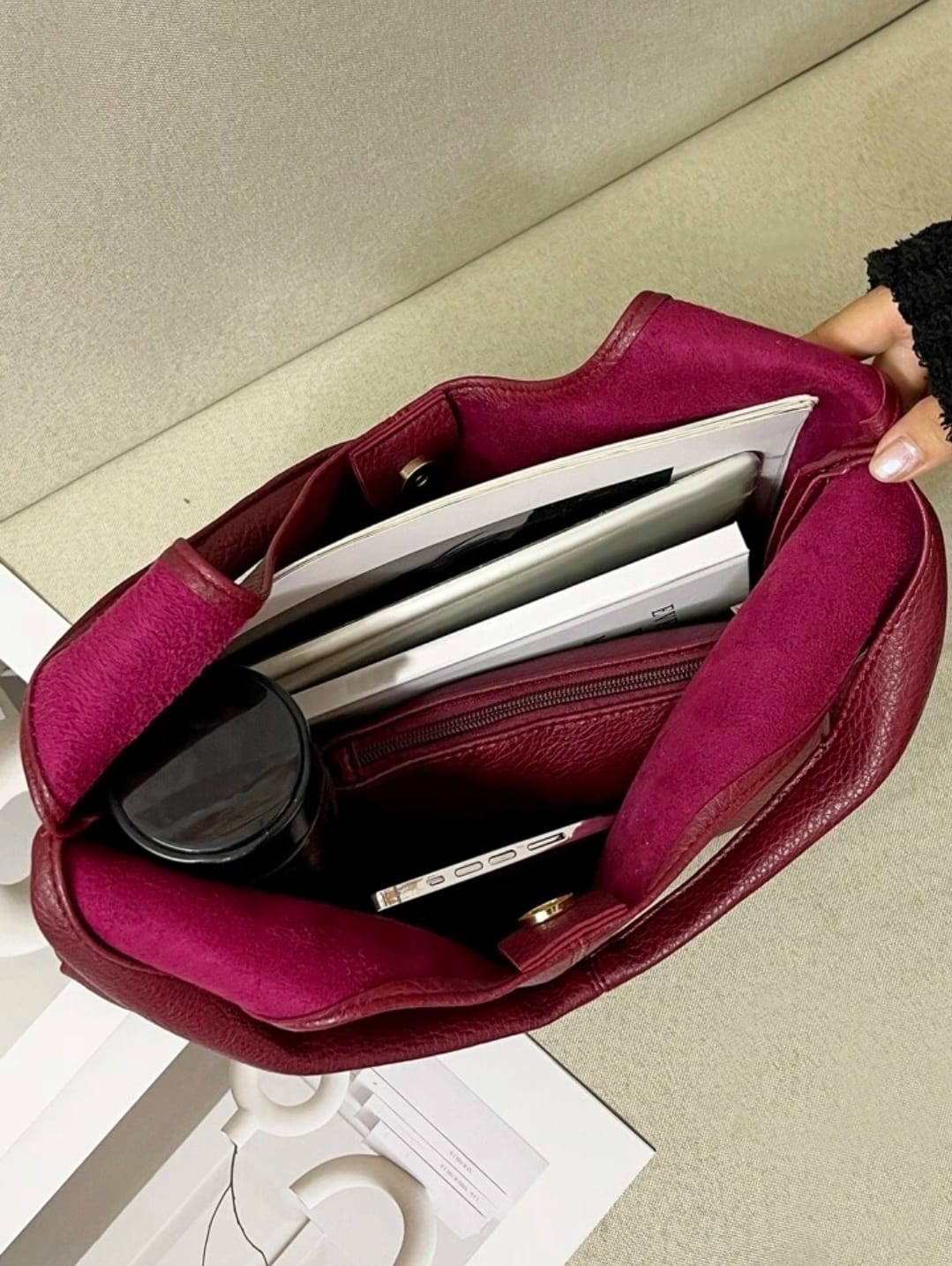 BOLSA DE COURO FLAIR COM NÉCESSAIRE